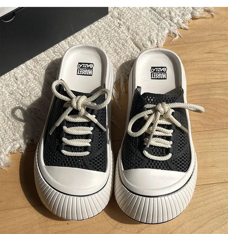 Women's Canvas Slip-On Summer oes Breathable Thi Bot Casual Net oes Sports Anti-Slip f Slippers Sandals