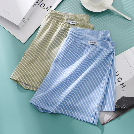 100kg M-2XL Men Underwear Striped Cotton Boxer Shorts Loose Arrow Pant Casual Sleep Underpants Homewear Male Comfortable Panties
