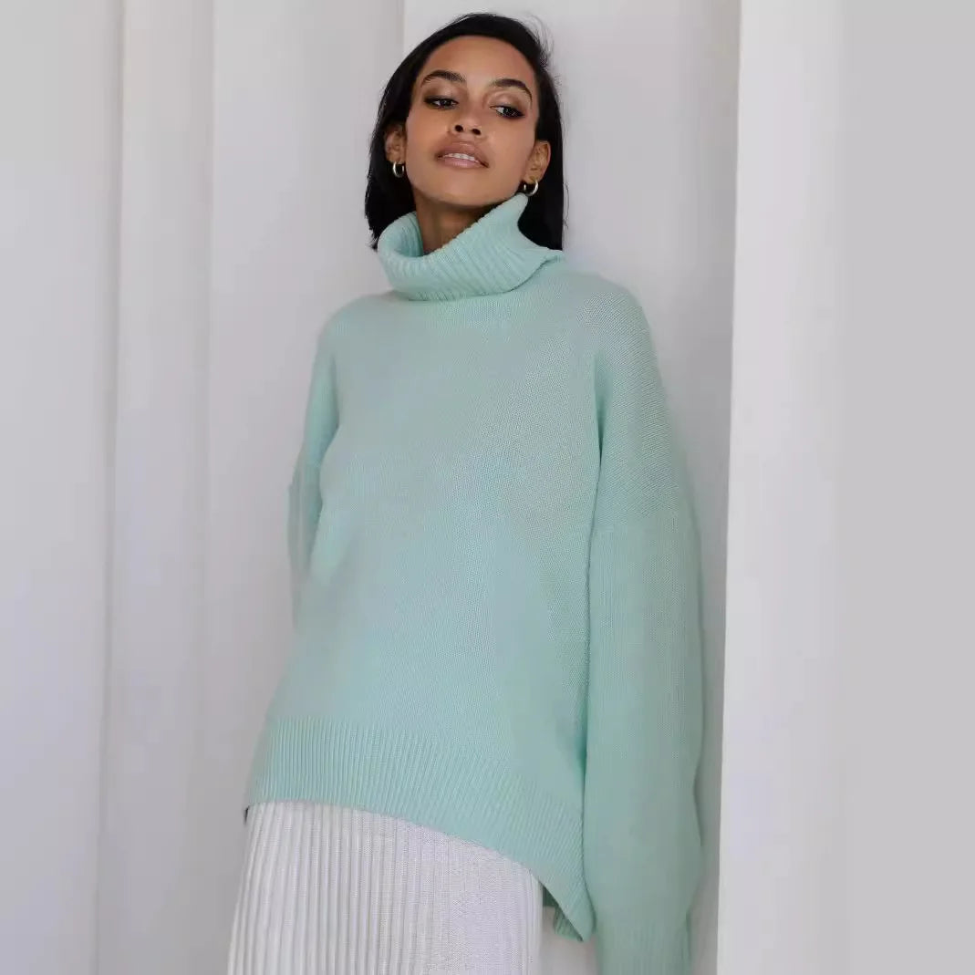 Oversized Women Cashmere Turtleneck Sweater Basics Knitted Jumpers Top Autumn Winter Warm Female Pullvers Sweater