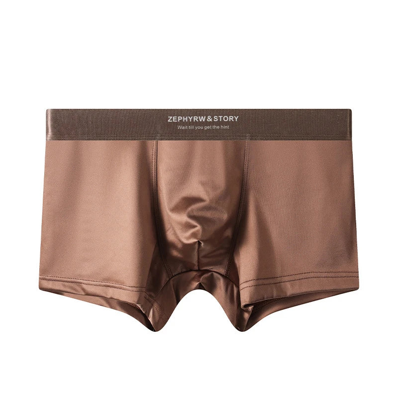 Luxury Ice Silk Satin-like Men's Boxershort Panties 3D Double-layer Crotch Breathable Comfortable Cool Underpants Man Underwear