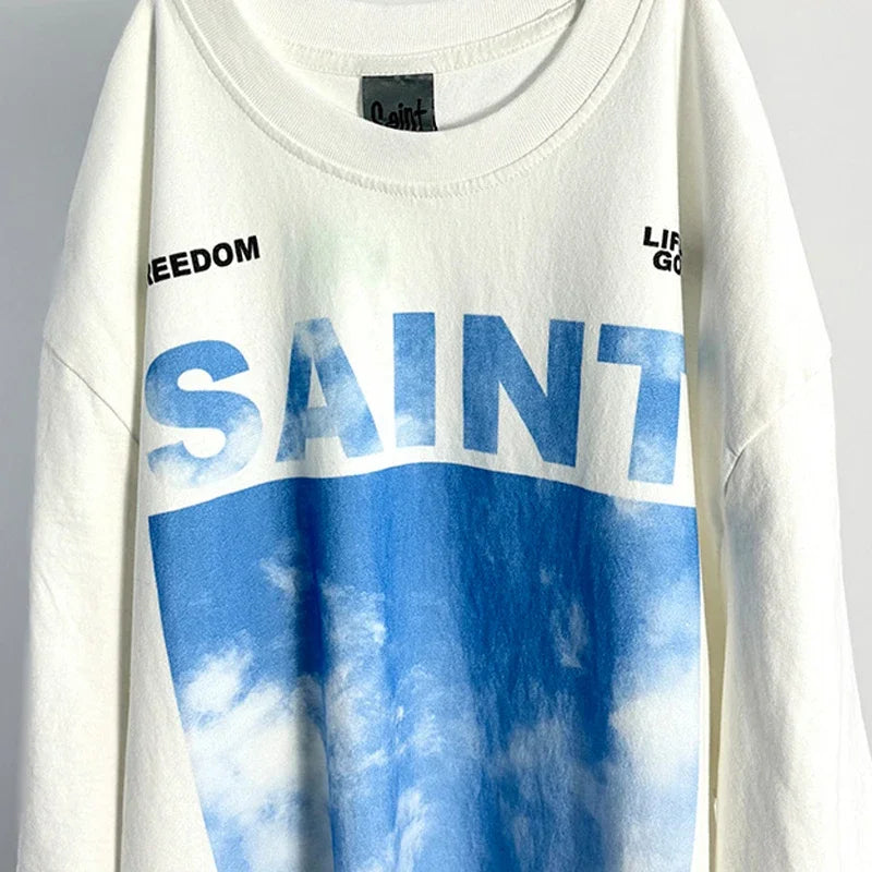 Red Skull Finger Print Damaged Hole Saint Tank Tee Men Women Streetwear Oversized Vest Vintage Washe Black Sleeveless T Shirt