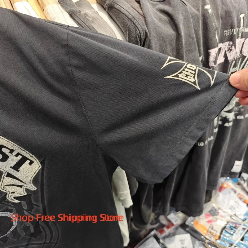 Vintage West Coast Choppers Printed T-Shirt Men's 100% Cotton Breathable Retro Biker Style Loose Fit Casual Streetwear