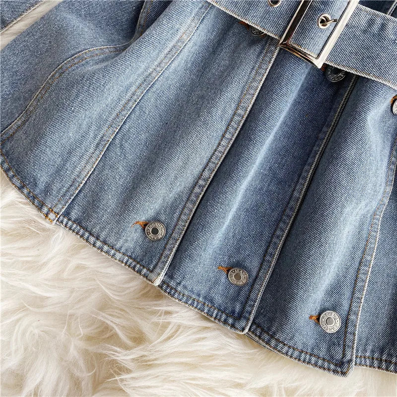 Fashion Strapless Denim Tops Summer Off Shoulder Women Short Vest With Belt Female Jean Tank Streetwear