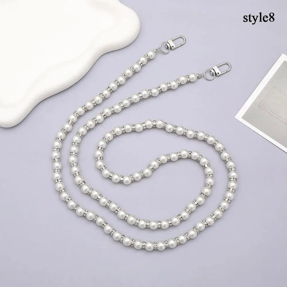 120cm Bag Chain for Handbag Handles Butterfly Beaded Phone Lanyard  DIY Purse Replacement for Shoulder Bag Straps Pearl Belt