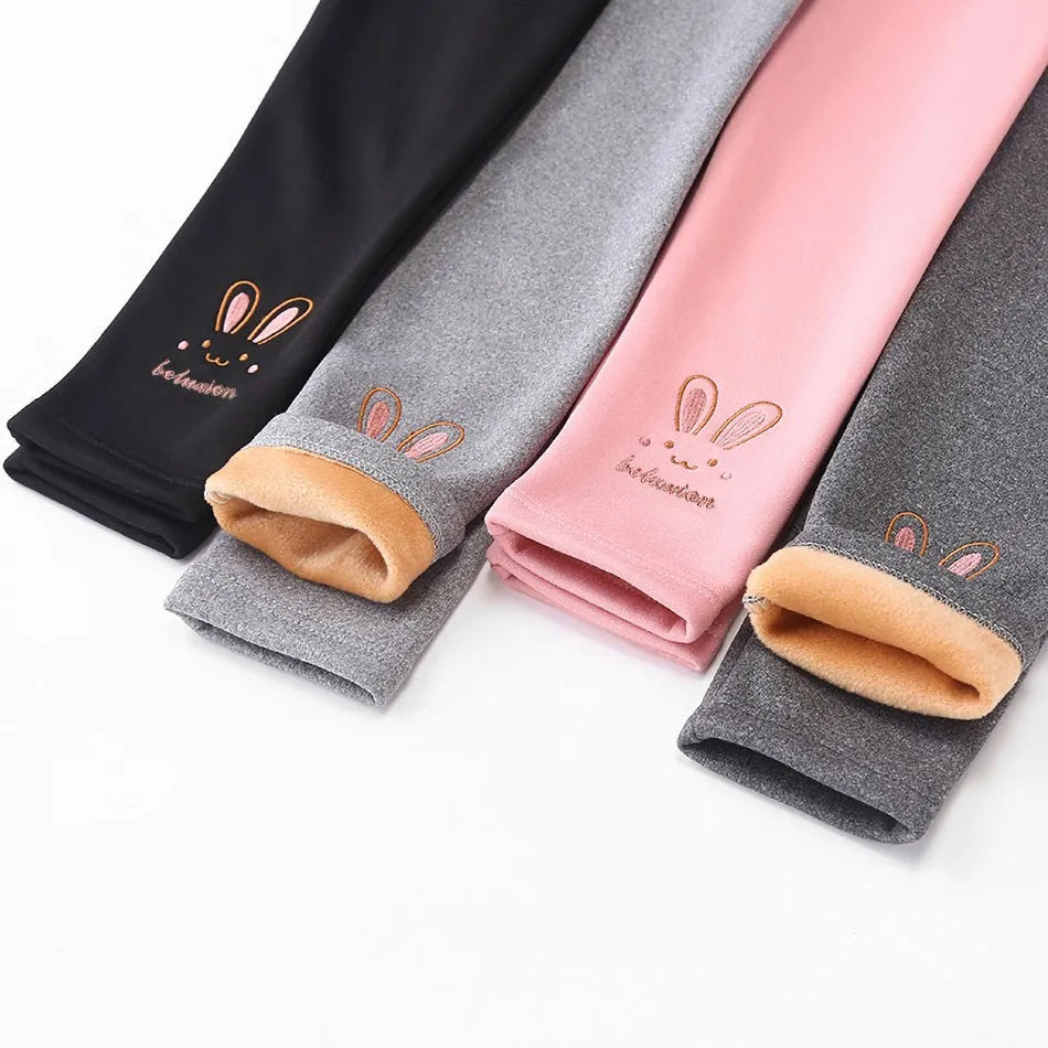 Leggings pour filles de 3 à 8 ans, pantalons lapin pour bébés, collants thermiques pour enfants, doublure polaire, à la mode, bas décontracté, automne et hiver