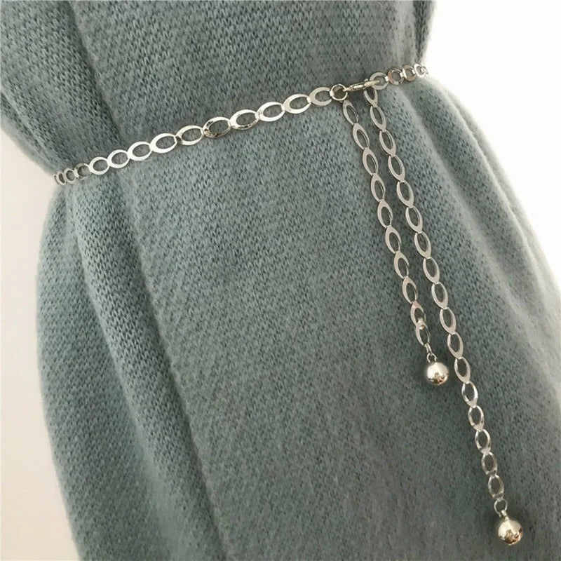 Metal hook adjustment waist chain women's fashion versatile decorative dress personalized chain Korean version waist thin belt