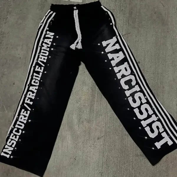 Y2k Clothes for Men Gothic Retro Sweatpants T Shirts Two Piece Set Casual Tracksuit Men Oversized Diamond Pattern Street Set