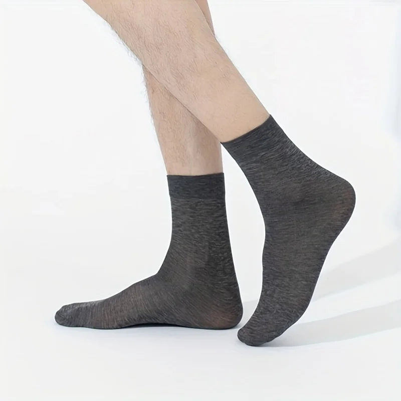 30 Pairs High Quantity Breathable Fiber Men's Socks Summer Comfortable Thin Ice Silk Socks High Elastic Business Casual Socks