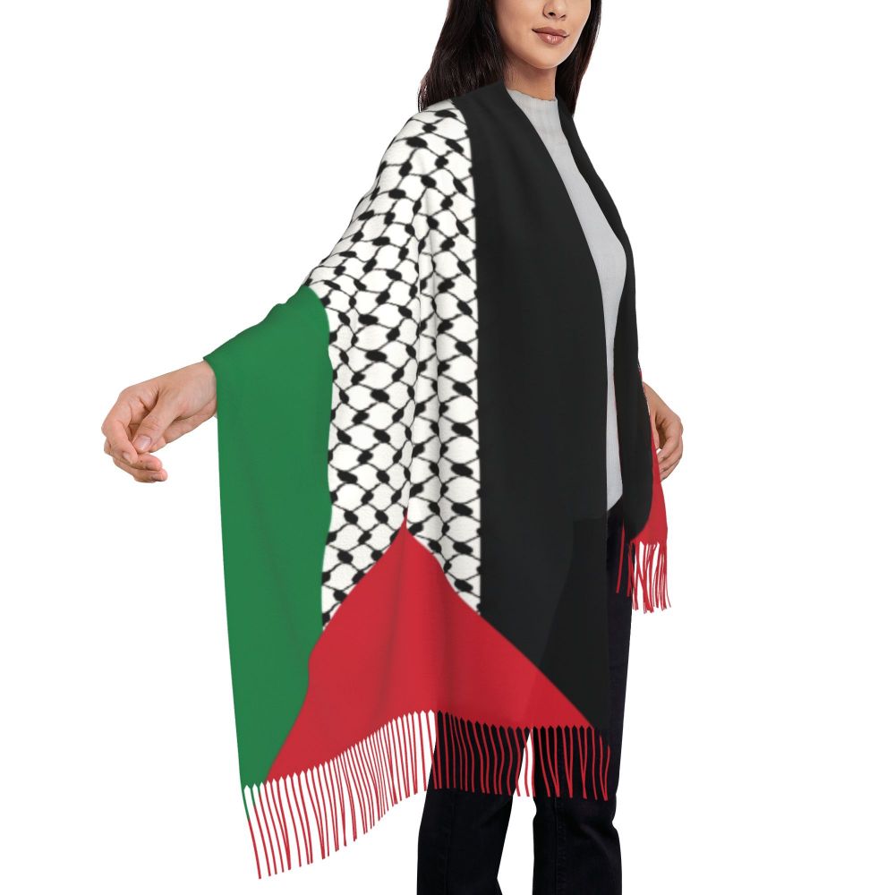 Palestines Flag Tassel Scarf Women Soft Palestinians Patriotic Shawl Wrap Ladies Winter Fall Scarves