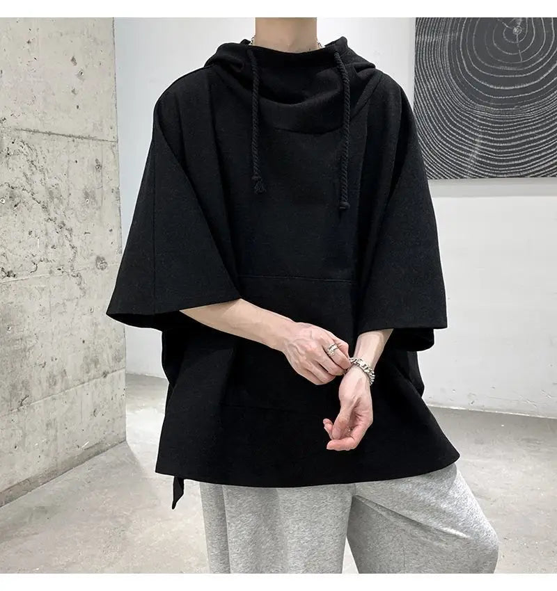 Fashion Irregular Batwing Sleeve Hoodies Sweatshirts Men Clothing 2025 Spring Summer Loose Casual Tops Asymmetrical Sweatshirts
