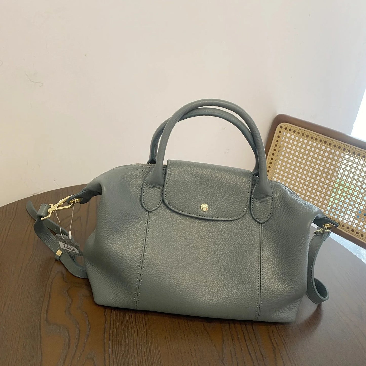 Soft Cow Leather Dumpling Shape Handbag Women's Classic Top-handle Bag Simple Design Single Shoulder Crossbody Bag