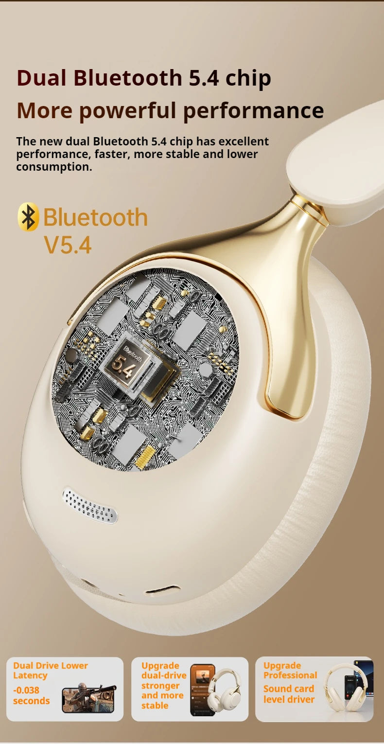 ANC Noise Reduction 100H Play Time Bluetooth Headphones 360° Surround Sound Wireless Headsets Sports Gamer Earphones With HD Mic