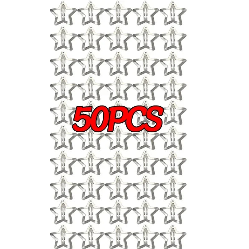 Silver Star BB Hair Clips Y2K Cute Metal Snap Star Hairpins Hair Clips Side Barrettes Hairs Grip Women Hair Accessories Headwear