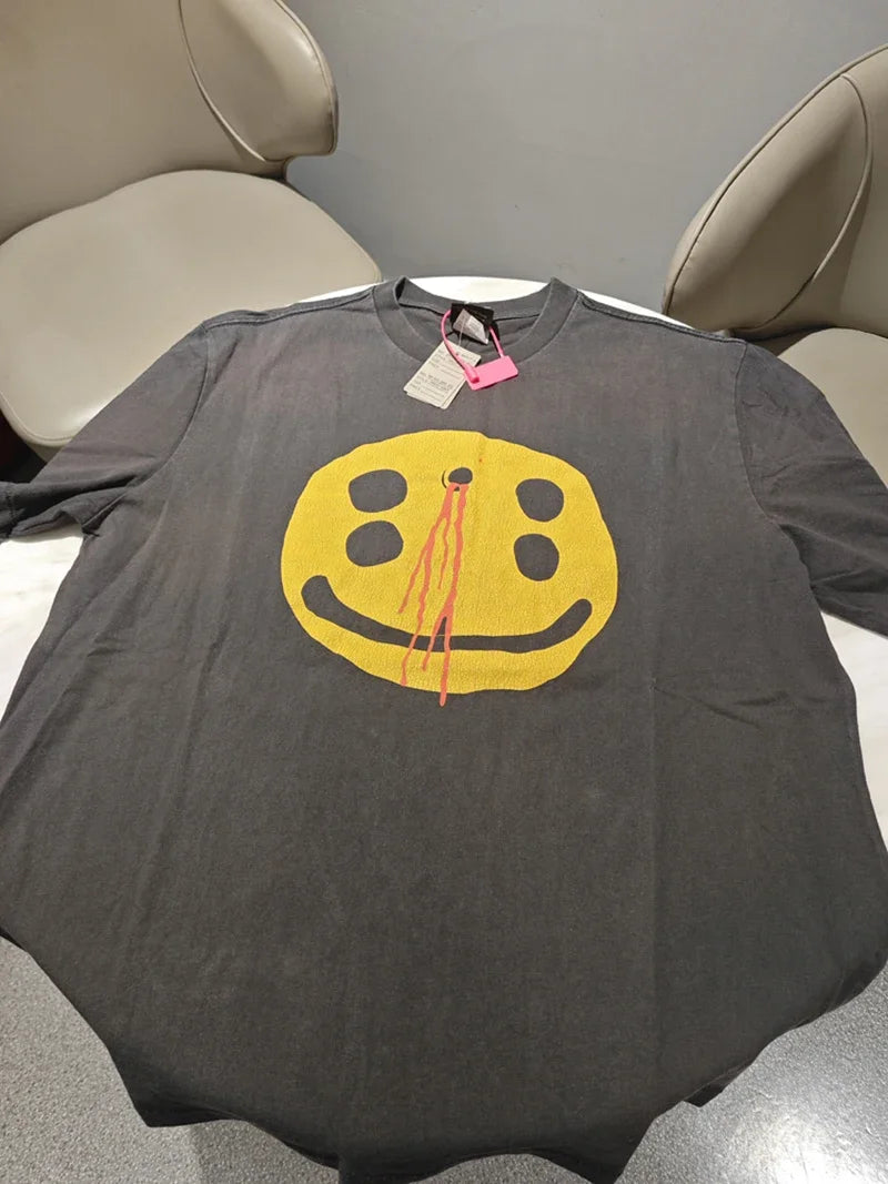 Saint High Quality Casual Loose Smiling Print Men T Shirt