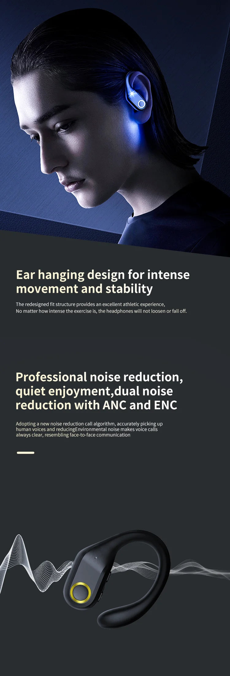 Newest ANC Wireless Earphones Bluetooth 5.3 TWS ANC Noise Cancellation Headphone Dual Mics ENC Headset Over Ear Handfree Earbuds
