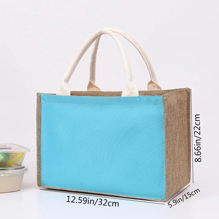 Simple solid color large capacity women's handbag reusable imitation linen zipper handbag commuting bag shopping bag