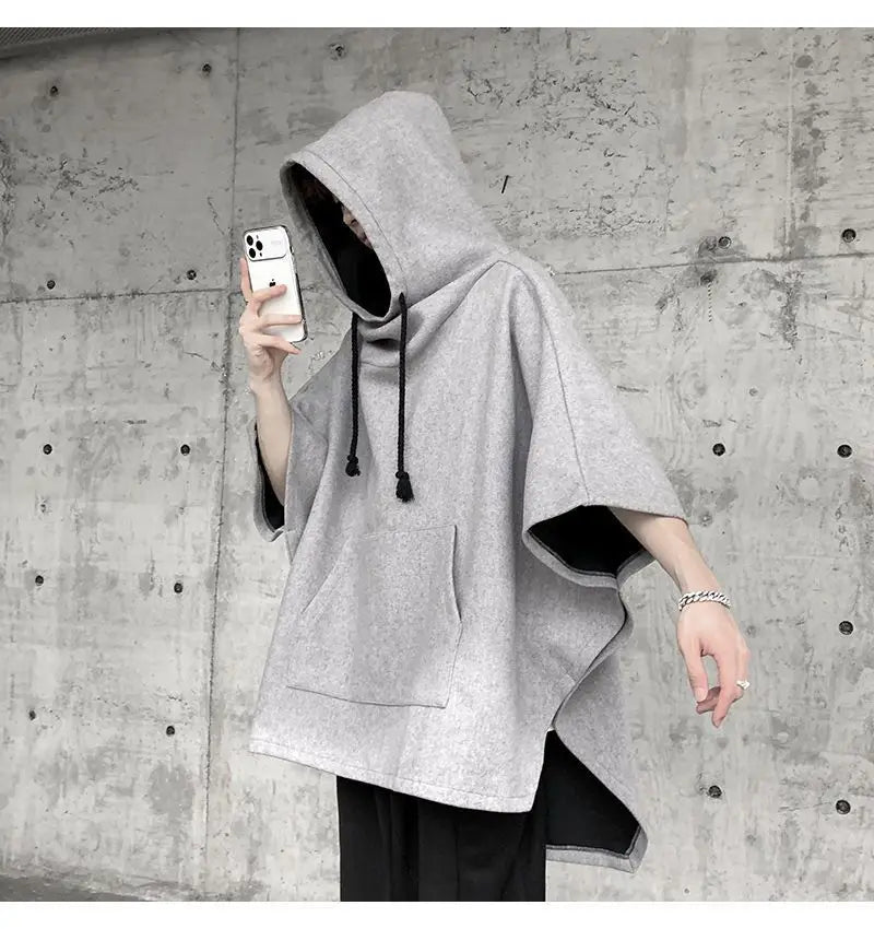 Fashion Irregular Batwing Sleeve Hoodies Sweatshirts Men Clothing 2025 Spring Summer Loose Casual Tops Asymmetrical Sweatshirts