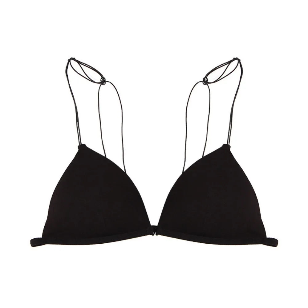 Fachion Triangle Bras for Women Beauty Back Thin Strape French Style Bra Solid Color Lingerie Deep V Bralette Summer