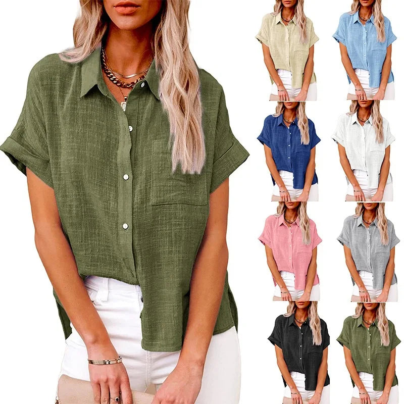 Summer Women Shirts Tops Cotton Linen T-shirt Women Top Camisas Mujer Casual T-Shirt Streetwear Loose Female T-Shirts New Shirt