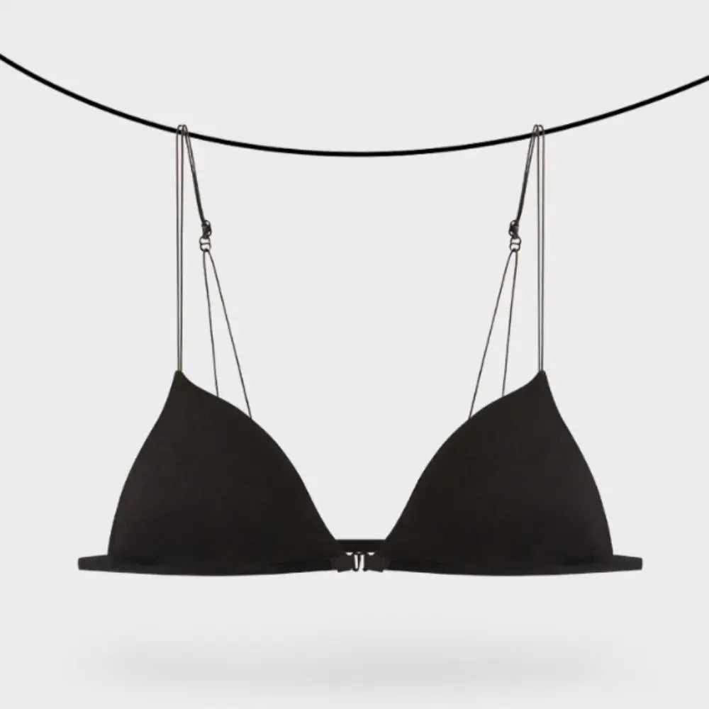 Fachion Triangle Bras for Women Beauty Back Thin Strape French Style Bra Solid Color Lingerie Deep V Bralette Summer