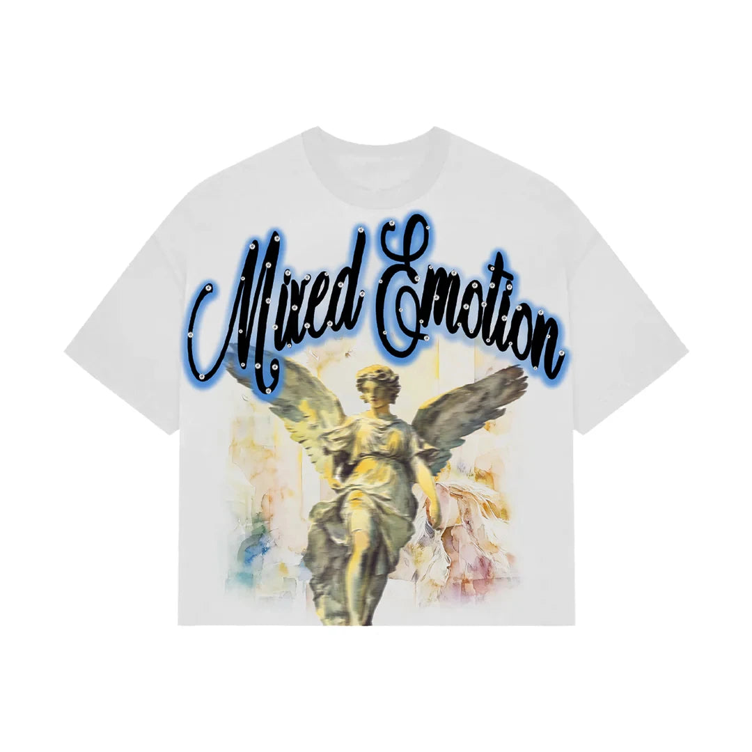 Summer Letter Rhinestone Short Sleeve Tshirts for Men White Streetwear Cotton Loose Crew Neck Top Tees Oversized Unisex Tshirt