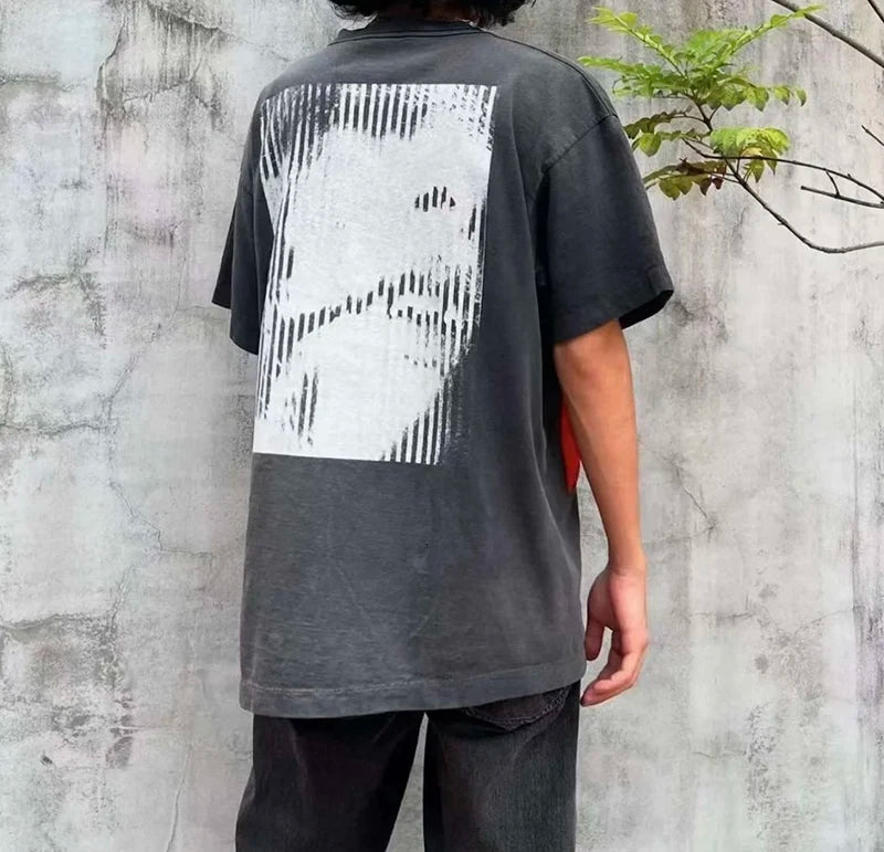 Saint High Quality Casual Loose Smiling Print Men T Shirt