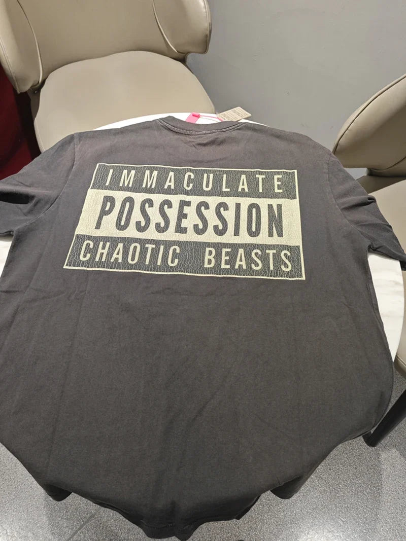 Saint High Quality Casual Loose Smiling Print Men T Shirt