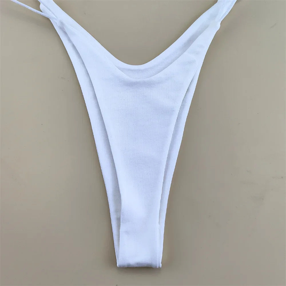 2PCS/Set Strappy Plus Size Two Layers Cotton G Strings Panties for Women Low Rise Solid Color Pink Thong Tanga Underwear