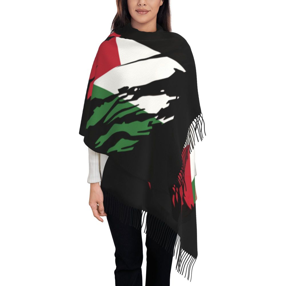 Palestines Flag Tassel Scarf Women Soft Palestinians Patriotic Shawl Wrap Ladies Winter Fall Scarves