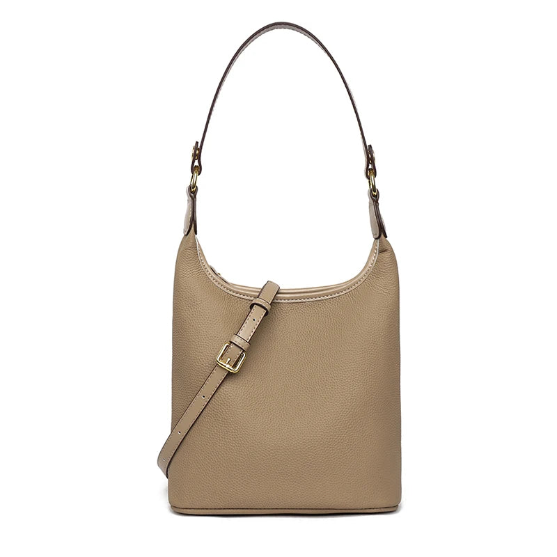 Luxury Soft Genuine Leather Women's Shoulder Crossbody Bags Designer Ladies Bucket Handbag Cow Leather Female Messenger Tote Sac