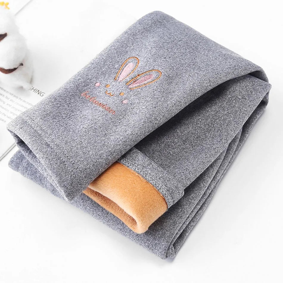 Leggings pour filles de 3 à 8 ans, pantalons lapin pour bébés, collants thermiques pour enfants, doublure polaire, à la mode, bas décontracté, automne et hiver