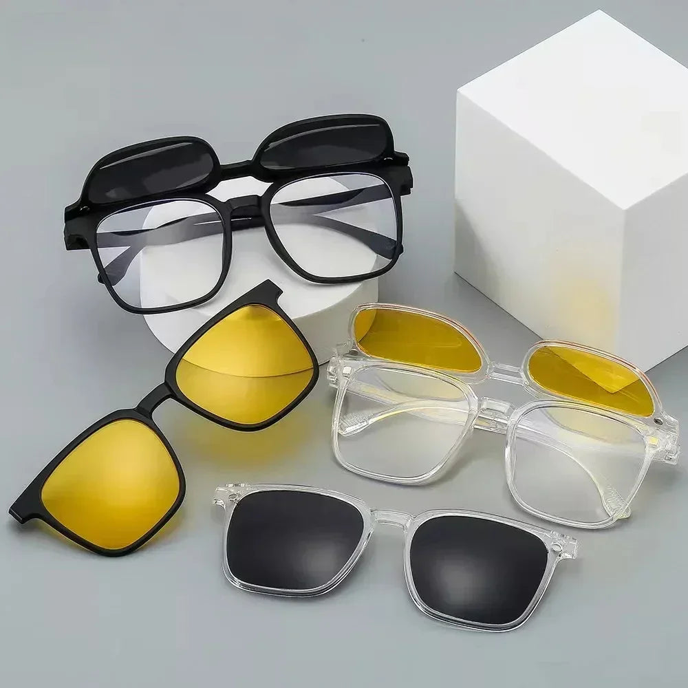 CLLOIO Magnetic Clip Optical Sunglasses Men Polarized Myopia Prescription Glasses Anti Blue Light Reading Glasses for Women 2190