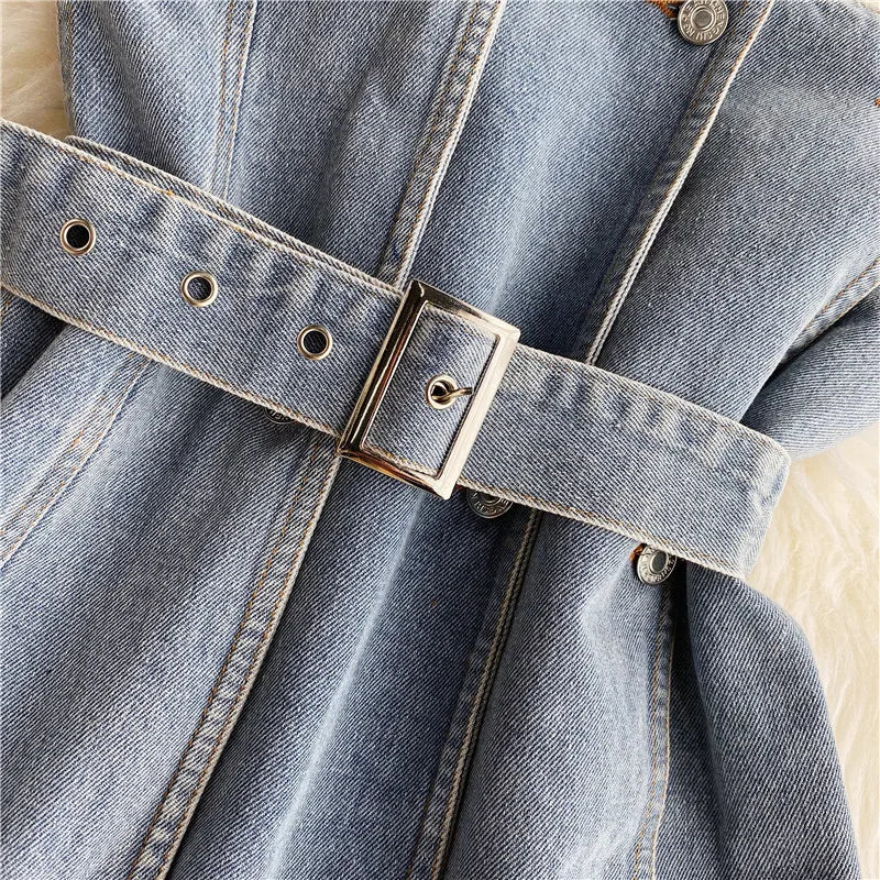Fashion Strapless Denim Tops Summer Off Shoulder Women Short Vest With Belt Female Jean Tank Streetwear