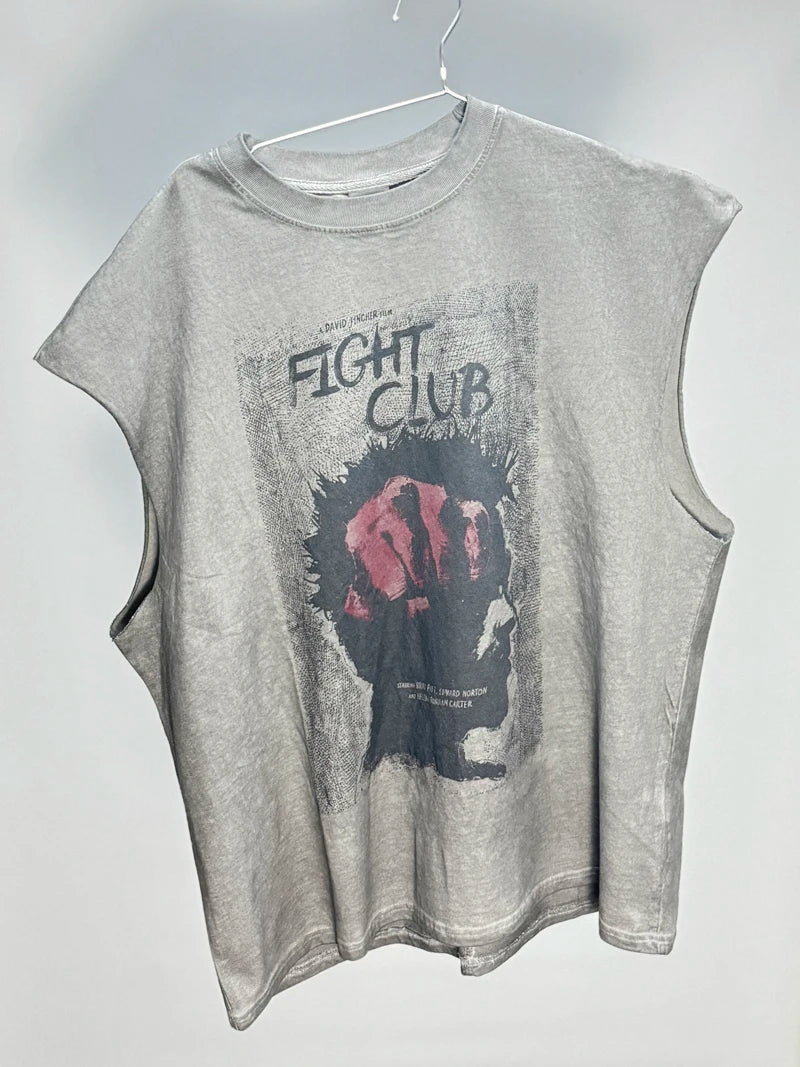 Washed FIGHT CLUB Tank Tops Vest Men Women Summer High Quality SAINT Oversized Sleeveless T-shirt