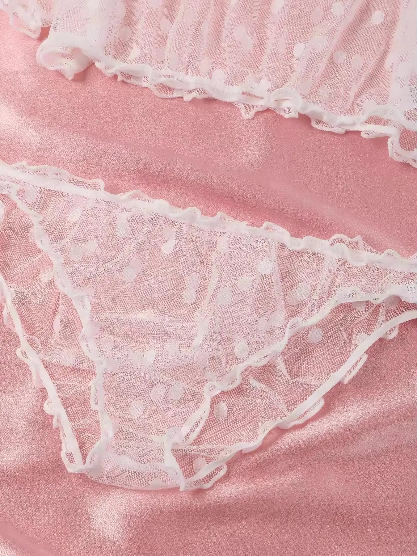 Polka Dot Pattern Semi-sheer Design Lingeries Sexys Woman Bustier Top And Panty Sets Women's Sexy Clothing Summer Outfit