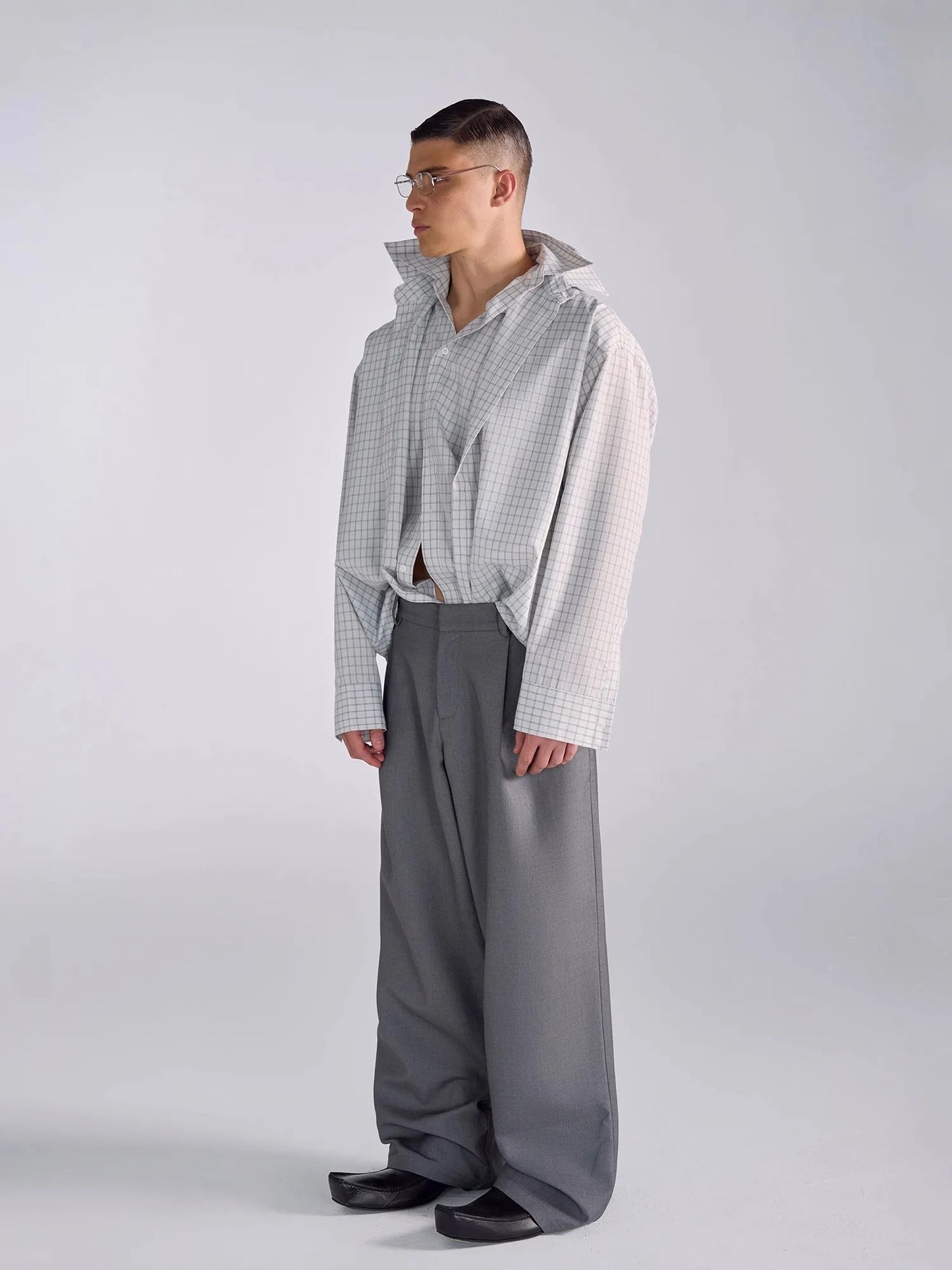 Mauroicardi Spring Autumn Long Baggy Black Wide Leg Pants Men High Waist Loose Casual Luxury Mens Designer Grey Clothes 2025