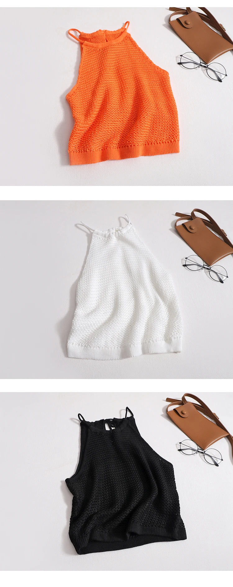 AOSSVIAO 2025 knit Tank Top Sexy Backless Bandage Skinny Crop Tops Summer Elegant Lace Up Party Streetwear Women Camis