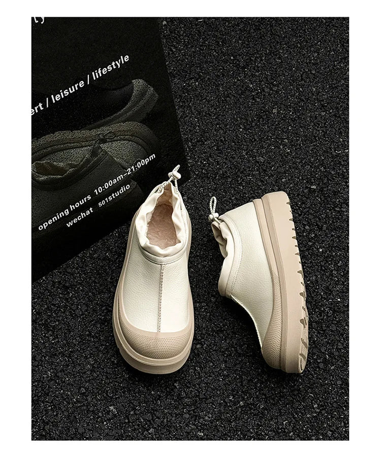 2024 Winter Same Matte Fur Integrated Velvet Thick-soled Men's and Women's Couple Contrasting Cotton Snow Boots