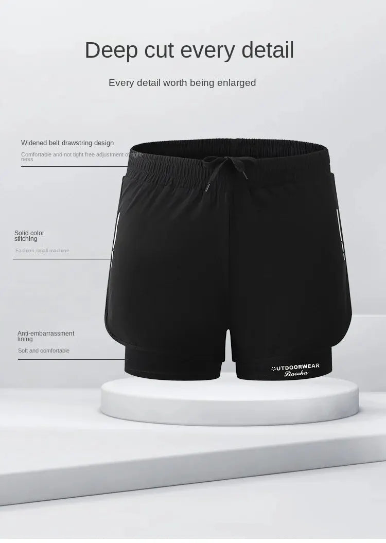 Men's Aloe Pants Athletic Shorts Two-Layer Swim Trunks: Stylish, Quick-Drying & Comfortably Fit for Beach, Pool & Hot Spring!