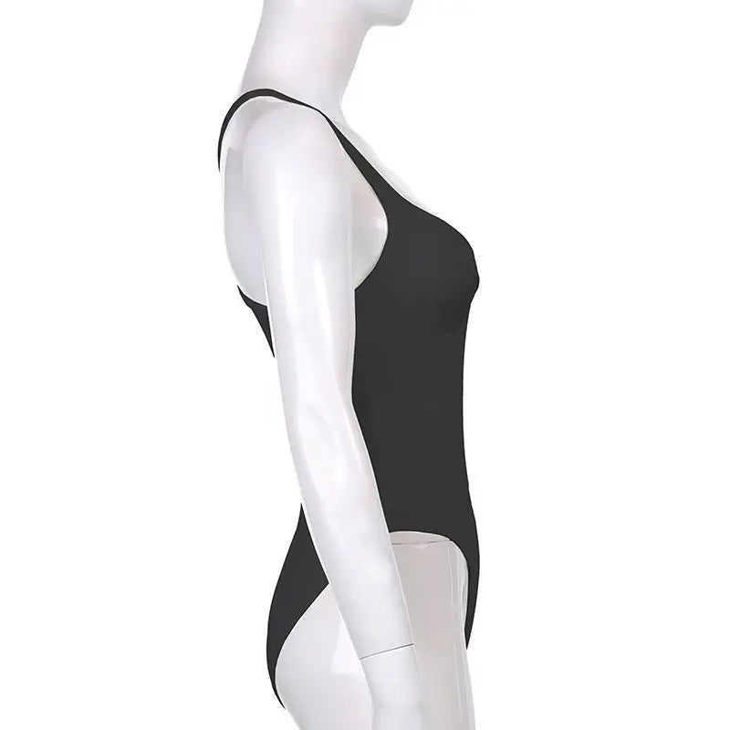 Sexy American Retro Sleeveless White Women's Bodysuits Fashion Basic Slim Outfits Chic Bodycon Jumpsuit Y2K Body Tops Summer