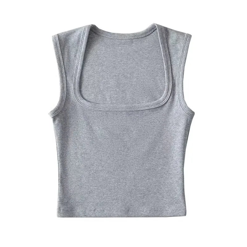 Deep Square Collar Vests 2025 Summer New Fashion Sexy Women's Crop Tops Sling Vest Camis
