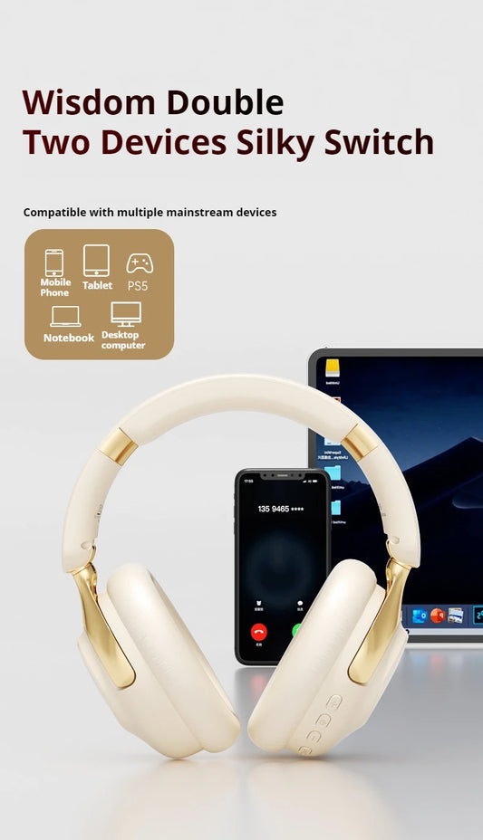 ANC Noise Reduction 100H Play Time Bluetooth Headphones 360° Surround Sound Wireless Headsets Sports Gamer Earphones With HD Mic