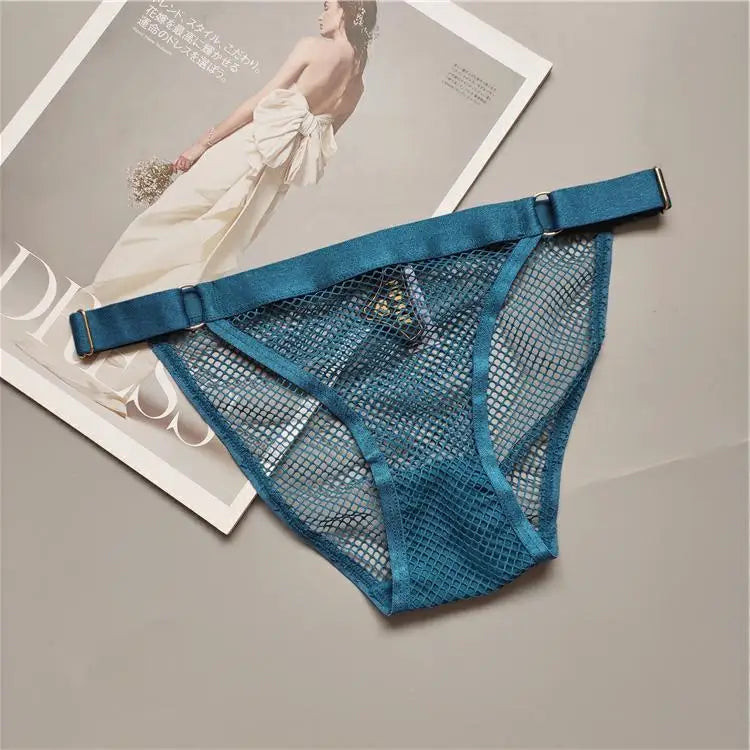 Temptation Fishing Net Girls' Panties Adjustable Buckle Women's Underpants See-through Mesh Lady Knickers Sexy intimate Lingerie