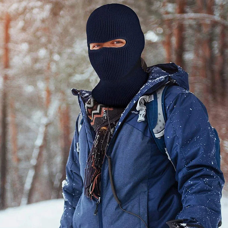2In1 Mask Beanies Hat Men Winter Balaclava Hats Knitted Hats Fashion Full Face Ski Bonnet Tactical Cycling Earmuffs Cap Knitted