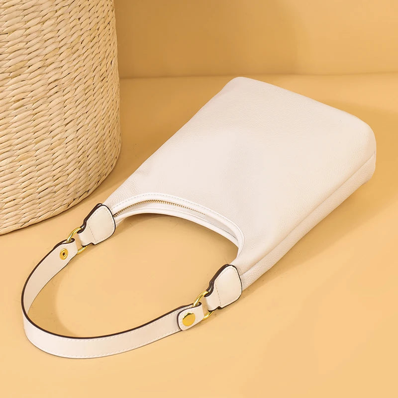 Luxury Soft Genuine Leather Women's Shoulder Crossbody Bags Designer Ladies Bucket Handbag Cow Leather Female Messenger Tote Sac