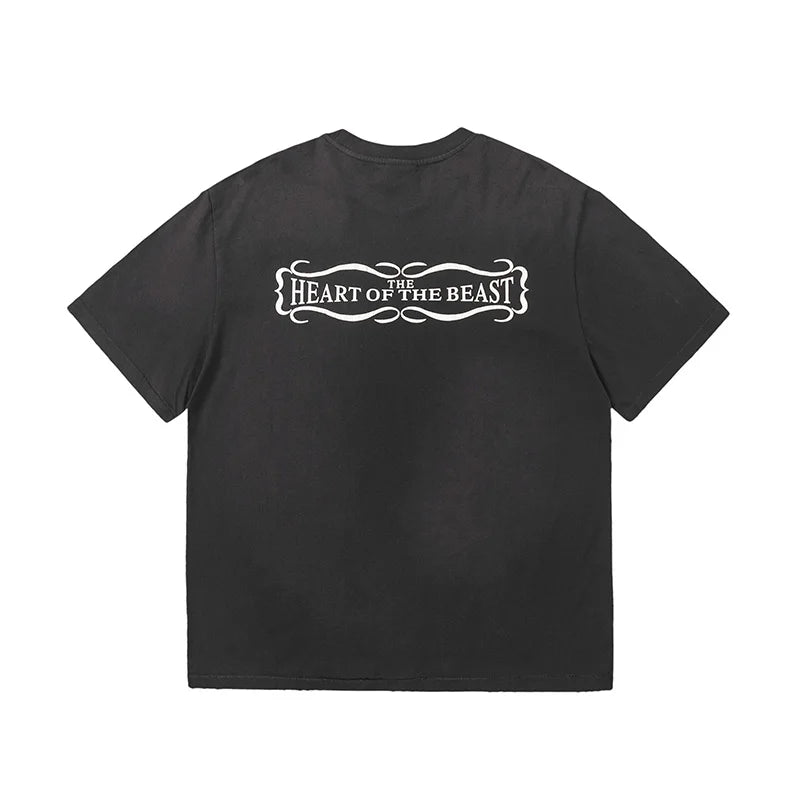 Vintage Series Saint Round Neck Sexy Robot Printed Casual High Quality Oversized T Shirt Harajuku Streetwear Men