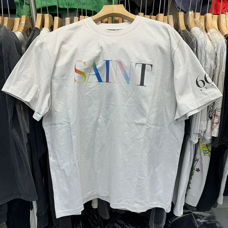 Saint High Quality Casual Loose Smiling Print Men T Shirt