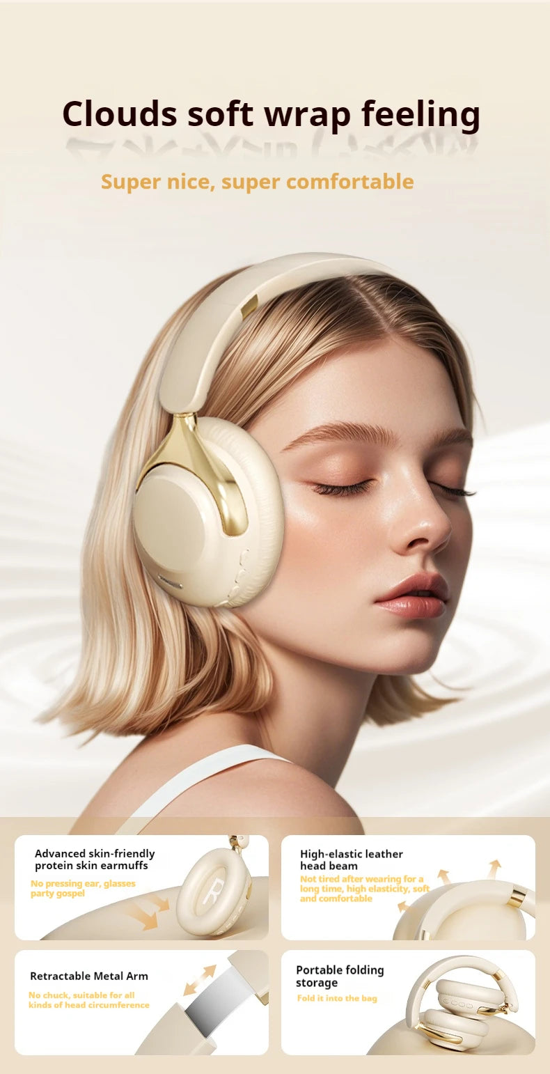 ANC Noise Reduction 100H Play Time Bluetooth Headphones 360° Surround Sound Wireless Headsets Sports Gamer Earphones With HD Mic