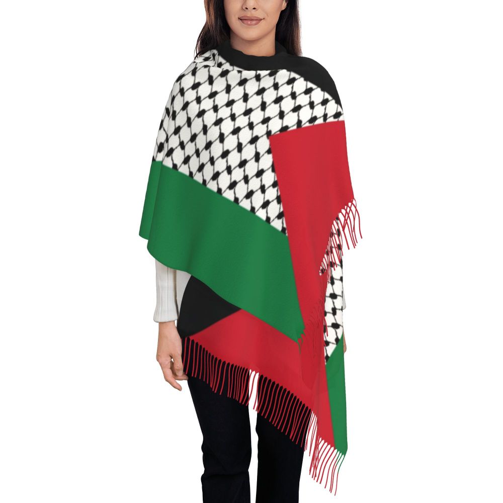 Palestines Flag Tassel Scarf Women Soft Palestinians Patriotic Shawl Wrap Ladies Winter Fall Scarves