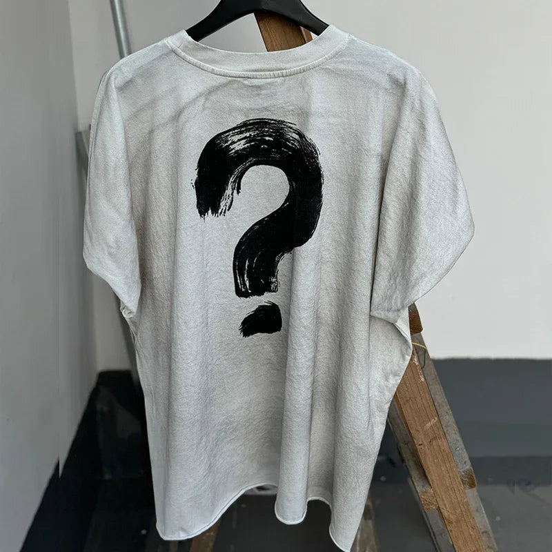 Graphics Print Vintage Washed Black Dirty Sleeveless T-Shirt Men Women Hip Hop Oversized Box Tee Best Quality Cotton T Shirt